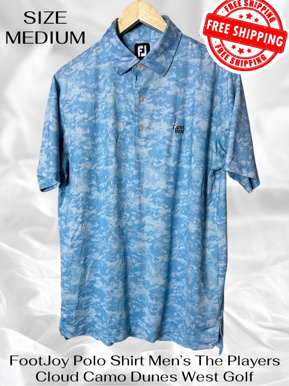 FootJoy Polo Shirt Mens Medium The Players Cloud Camo Dunes West Golf FREE SHIP